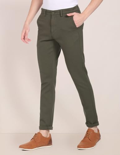 Image of Denver Slim Fit Self Design Casual Trousers