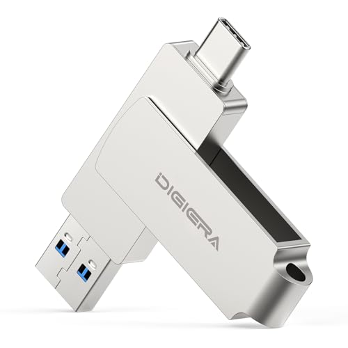 DIGIERA 512GB 2in1 USBA & USBC Flash Drive USB 3.2 Gen 1 Thumb Drive 540MB/s Read 430MB/s Write 360 Swivel Compact Aluminum Memory Stick for File Transfer Backup & Travel Storage