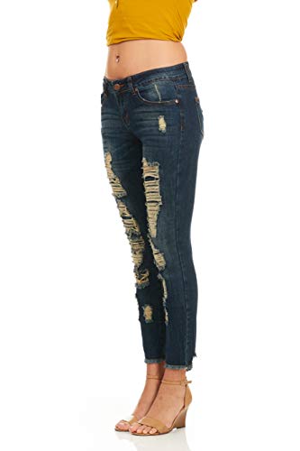 cover girl Women's Distressed Ripped Skinny Jeans2
