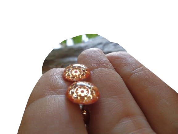 ◦•●◉ஐ GOLD ORANGE MANDALA STECKER ஐ◉●•◦ einmalige Ohrringe, Stecker, Ohrstecker