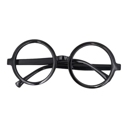Tiardey 5 Pieces Halloween Round Black Glasses Wizard Round Glasses Lensless Plastic Frame Glasses for Fancy Dress Party Accessory School Costume Cosplay Party for Boys Girls Large Size - Image 2