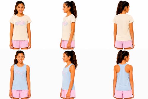 Image of PUMA Girls Active Shorts Set - 3 Piece Performance T-Shirt, Tank Top, Gym Shorts - Summer Athletic Outfit for Girls (7-14)