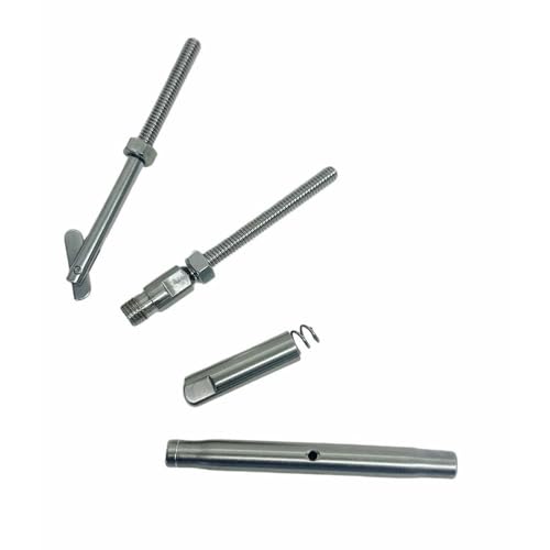 Prolinemax Marine T316 Acero Inoxidable Turnbuckle con pasador push and go 1/8'' y rosca 1/4''-20 miniatura 6