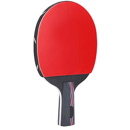 SPYMINNPOO Raqueta de Tenis de Mesa, Paleta Liviana para Niños y Adultos, Bate de Pingpong de Gran Potencia Interna para Práctica, Hecha de Madera y Material de Caucho, Negro/Rojo, 1 Pieza para