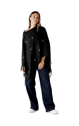 Image of Women's Shawl Wrap Poncho Ruana Cape Cardigan Sweater Open Front for Fall Winter Spring