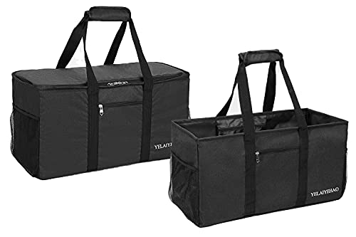 YELAIYEHAO Large Utility Tote Bag, Foldable Collapsible Tote1 bag with lid and 2 bag without lid for Storage Pool Beach Shopping picnic laundry gym utility Luggage