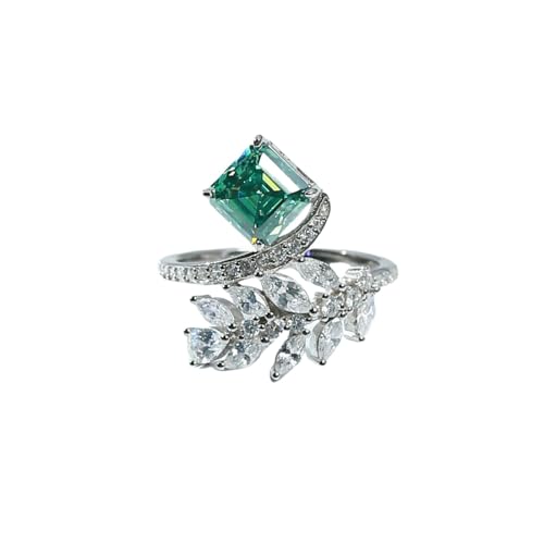 Bague en moissanite coupe Asscher de qualité VVS1 couleur D et argent S925