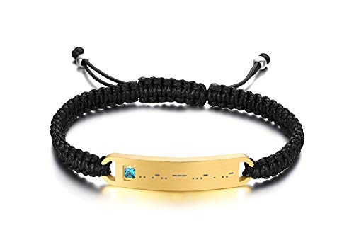 MPRAINBOW Pulseira de elos trançados personalizada com mensagem secreta ajustável feita à mão para homens e mulheres, presente fantástico para mãe, pai, filha, filho, amante, amigos, Metal,