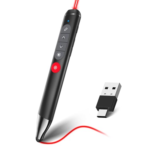 Presentation Clicker with Stylus Pen for Touch Screen, Clicker for Powerpoint Presentations, Computer Wireless Presenter Powerpoint Clicker with Laser Pointer for Presentations Remote Smartboard