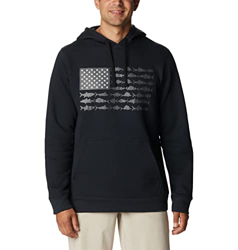Columbia PFG Herren Kapuzenpullover Fish Flag II, Schwarz/Graphit, USA, Medium – Ansicht 1