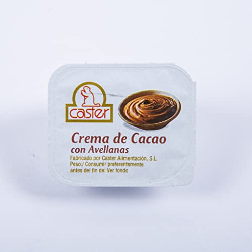 Caster Crema de Cacao Con Avellanas en Monodosis - 210 unidades de 18gr - Chocolate con avellanas en tarrina para untar.