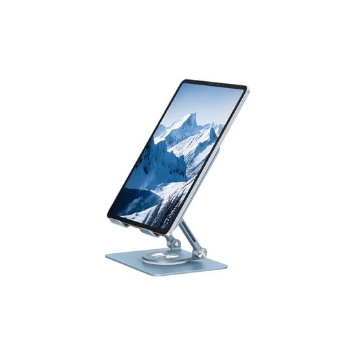Orlian Tablet Stand Adjustable with 360 Swivel Base Aluminum Tablet Stand Holder Universal Tablet Holder for iPad Samsung Huawei Lenovo Fire Tablet Smartphone Kindle, Blue