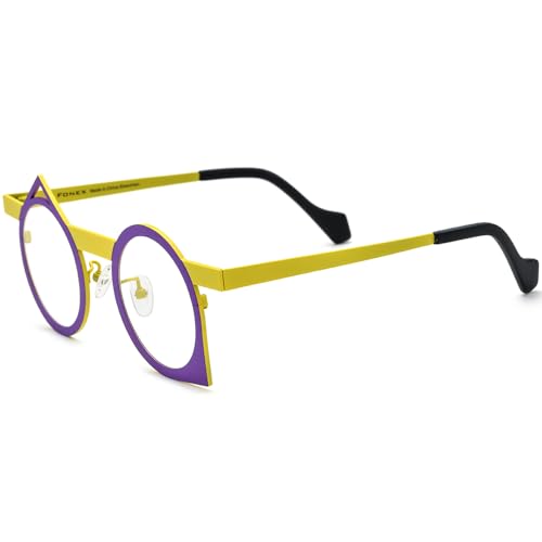 Image of FONEX Colorful Pure Titanium Glasses Frame Women Retro Round Eyeglasses