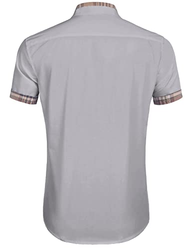 Chemise d'été décontractée pour homme en gris clair taille M - 4