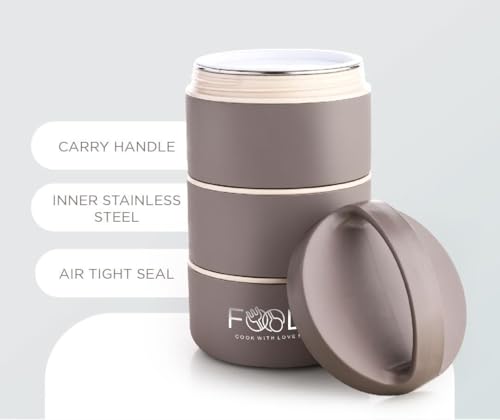 Image of 3 Layer Steel Insulated Lunch Box for Office Use | Leak-Proof Tiffn Box with Airtight Food Containers | Durable Hot Tiffin Box for Office,School,Travel | Lunch Box for Men Women Kids(1-pcs)