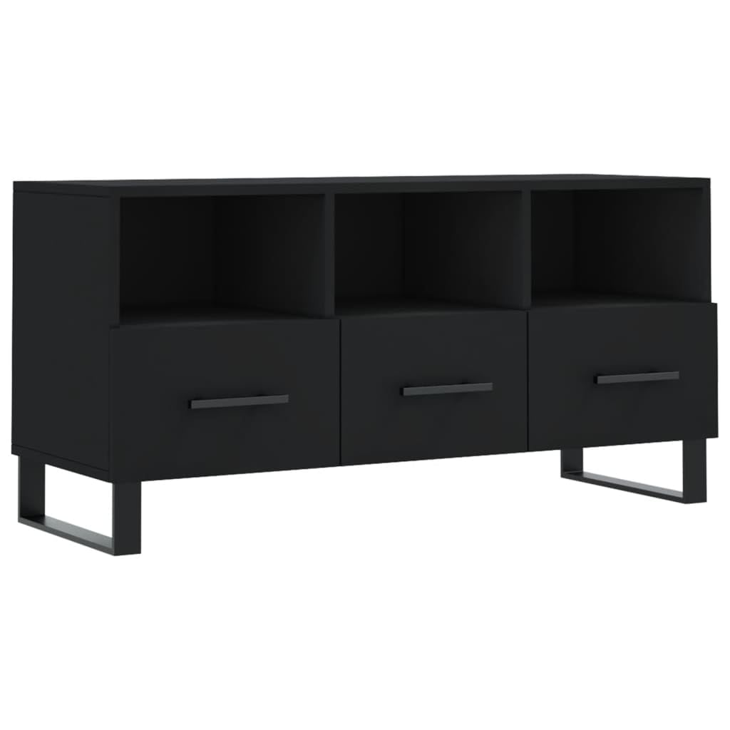 vidaXL TV Cabinet Set Black Engineered Wood 8 Piece