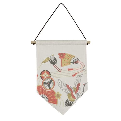 Drapeau en toile pliable motif grue à suspendre pour décoration murale