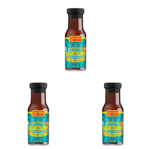 Image of MasterChow Kolkata King Spicy Schezwan Stir Fry Cooking Sauce (220gm) |No Artificial Color | Fresh From the Kitchen | Get Restaurant Style Taste in Just 10 Minutes | Serves 4-5 Meals (Pack of 3)