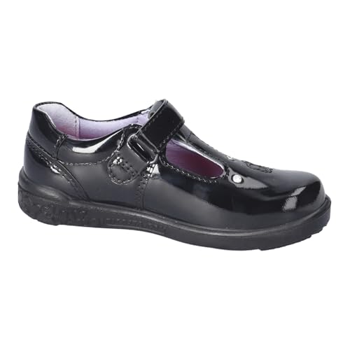 RICOSTA Leona 8600602-090 Black Leather Girls Rip Tape T Bar School Shoes4