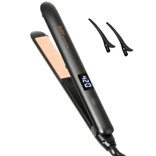 SVEY 1 Inch Dual Voltage Flat Iron Hair Straightener for Women Europe Travel