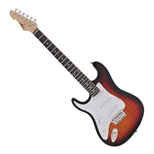 LA Left Handed Electric Guitar Black 10W Guitar Amp & Accessory Pack | For left-handed beginner guitarists comfortable lightweight body 2-band EQ amp with headphone output accessories include product thumbnail 10