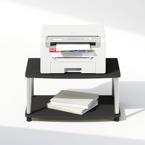Image of Furinno Turn-N-Tube 2-Tier Printer Table with Storage, Under Desk Printer Stand, Toolless Assembly, for CPU, Work Supplies, Home Office, Americano