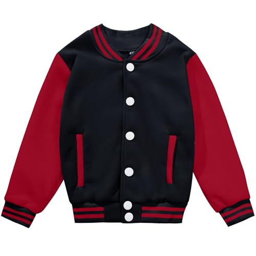 Image of BAICAIYU Kids Baseball Jackets Boys and Girls Varsity Coat Buttons Cardigan Letter Sport Letterman School Jacket