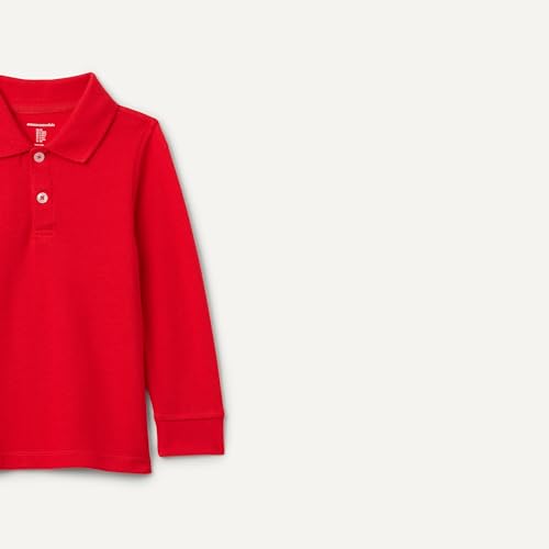 Image of Amazon Essentials Boys and Toddlers' Long-Sleeve Pique Polo Shirts for School Uniform, Multipacks