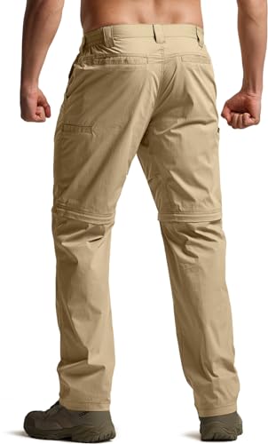 Image of CQR Men's Convertible Cargo Tactical Pants, Water Resistant Outdoor Hiking Pants, Zip Off Lightweight Stretch Work Pants