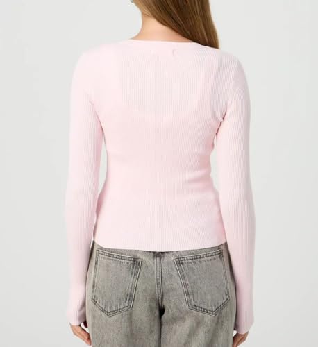 Image of Cioatin Women Long Sleeve Button Up Ribbed Knit Crop Cardigan Y2K Slim Fit Round Neck Sweater Tshirt Fall Going Out Tops