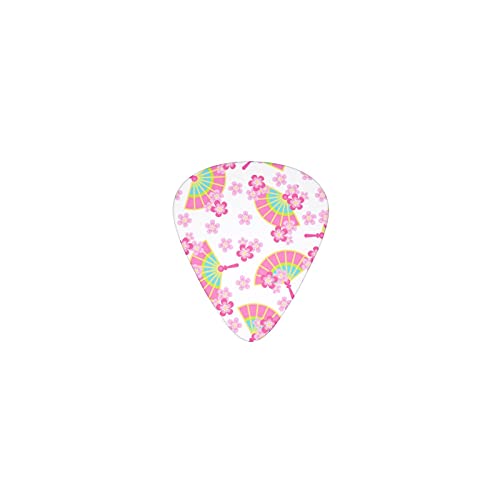 ギターピック 扇と梅 3種類の厚さ セット - ピック 0.46mm / 0.71mm / 0.96mm 12枚付き アコギ エレキ ウクレレ ギターピック カラフル 多種多色