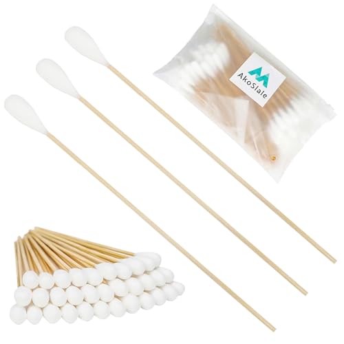 Image of 100 Pcs Extra Long Cotton Swabs 7 Inch - Large Cotton Swabs with Bamboo Sticks for Dog Ear Cleaning, Lint Free Cotton Tipped Applicators for Gun Cleaning & Auto Detailing (2 Packs)