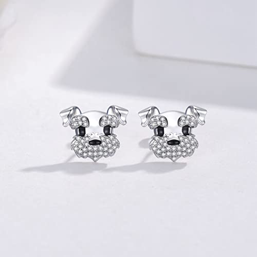 Schnauzer Stud Earrings 925 Sterling Silver Terrier Dog Puppy Pet Earrings Schnauzer Jewelry Gifts for women4