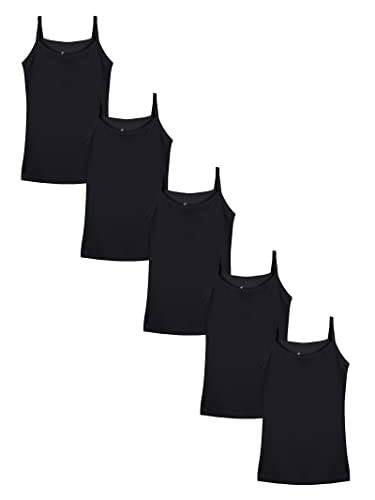 Image of KiddoPanti Girls 100% Cotton Rib Solid Camisole Tank Top Pack of 3