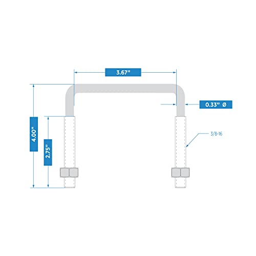 Image of National Hardware N244-996 2192BC Lumber Size Square U Bolt Zinc plated, 3 /8 inch x 3-5 /8 inch x 4 inch