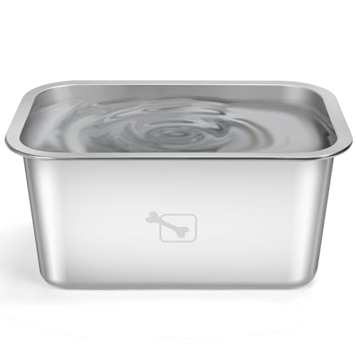 Stainless Steel Dog Bowls for Large Dogs, 2.65 Gallon High Capacity Dog Food and Water Bowl for All Breeds, Metal Pet Food Bowls for X-Large Dogs Indoors and Outdoors, Silver