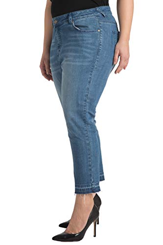 Standards & Practices Women's Plus Size Ankle Jeans with Cropped and Frayed Edges3