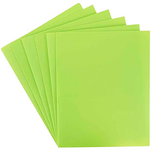 JAM-PAPER-Heavy-Duty-Plastic-2-Pocket-Extra-Tough-School-Folders-Lime-Green-6Pack