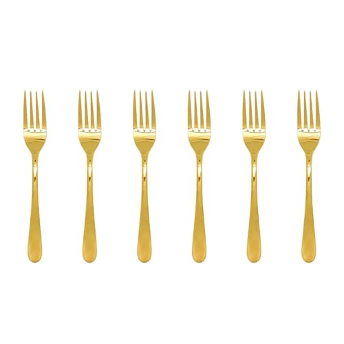 Genérico, Garfo de Sobremesa Dourado Ouro Talheres Aço Inox 6un