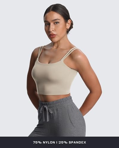 Image of Aoxjox Women's Workout Sports Bras Fitness Padded Backless Yoga Crop Tank Top Twist Back Cami