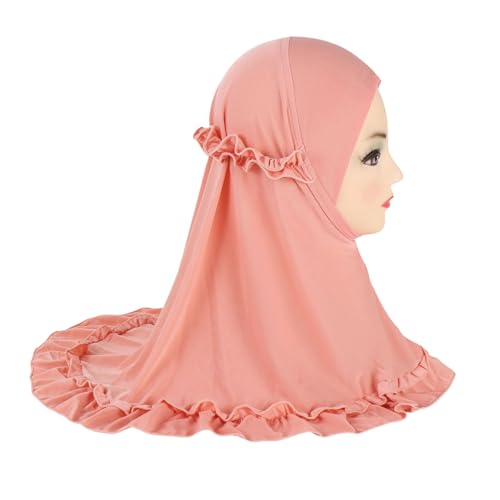Girls Amira Muslim Islamic Instant Hijab Ruffle Edge One Piece Headscarf Shawl Wrap Turban Caps for 2-6 Years2