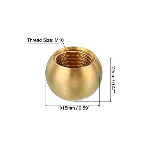Image of PATIKIL M10x1 15mm Thread Lamp Finials Cap Knob, 5 Pack Brass Ball Lamp Decoration Screw Caps Threaded for Furniture Lighting Lamps