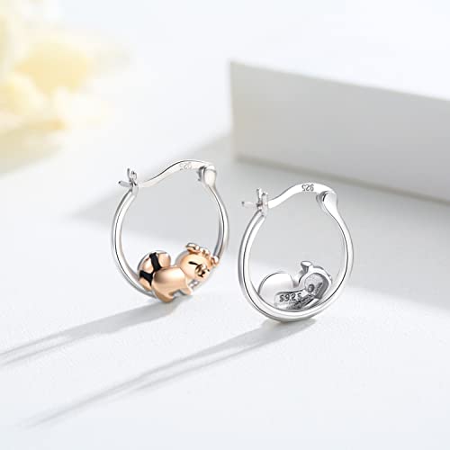 925 Sterling Silver Small Hoop Earrings for Sensitive Ears Cute Animal Jewelry Gifts for Women Daughter4