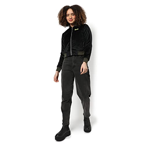 Image of Campus Sutra Women's Puffer Regular Fit Bomber Jacket for Winter Wear | Standing Collar | Full Sleeve | Zipper | Casual Jacket for Woman & Girl | Western Stylish Jacket for Women