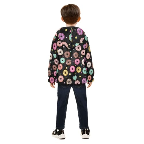 CHIFIGNO Colorful Donut Black Kids Zip up Jacket Lightweight Thick Fleece Outerwear Jackets 3T4
