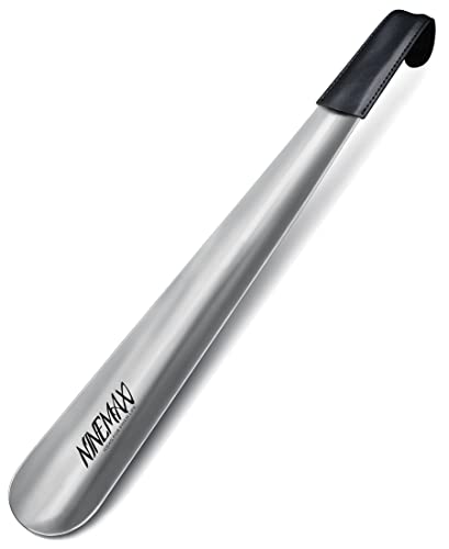 NINEMAX Schuhlöffel Metall Lang 42cm - Schuhanzieher Lang Edelstahl - Stabiler Langer Schuhlöffel Lang Shoe Horn Cover