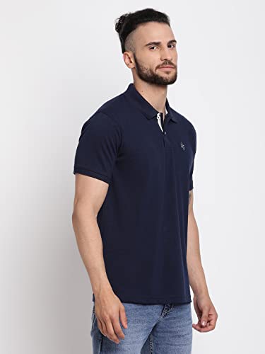 Image of Cantabil Men's Cotton Blend Solid Polo Neck T-Shirt (Regular Fit)