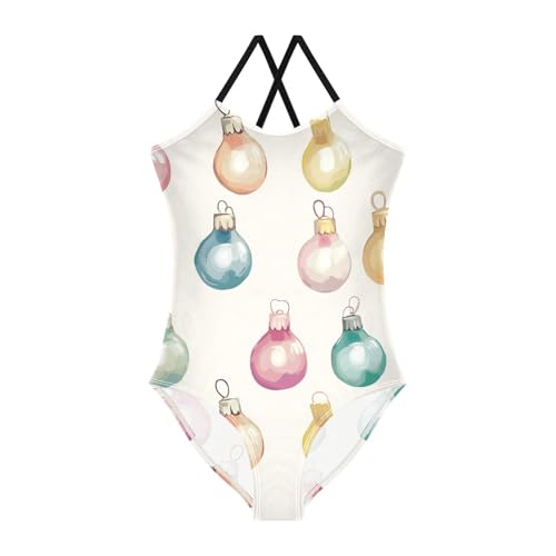 KLL Colorful Christmas Light Bulbs Toddler Girls 1 Piece Swim Suit Beach Swimwear Adjustable Strap Quick Dry
