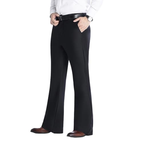 HAORUN Men Bell Bottom Flared Pants Slim Fit Stretch Business Formal Dress Trousers