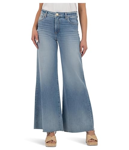 KUT from the Kloth Women's Ryan High Rise Fab Ab Super Wide Leg Raw Hem